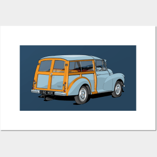 Morris Minor traveller in light blue Posters and Art